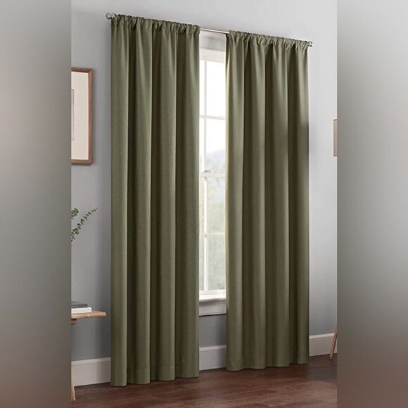 Eclipse Kendall modern blackout thermal olive green panel.  42"X63" - Picture 1 of 5